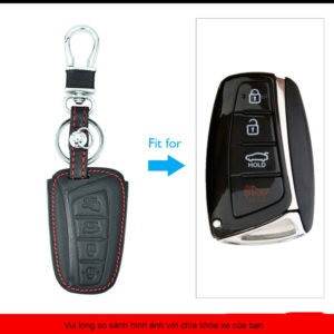 Bao da chìa khóa Hyundai Santafe chìa từ 4 nút