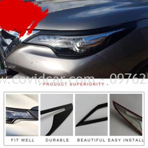 Ốp viền đèn pha đen cho Fortuner 2017-2019 2 Ốp viền đèn pha đen cho Fortuner 2017-2019